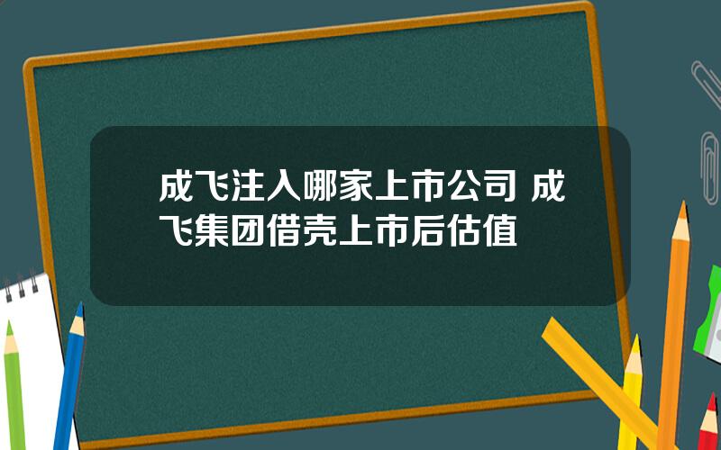 成飞注入哪家上市公司 成飞集团借壳上市后估值